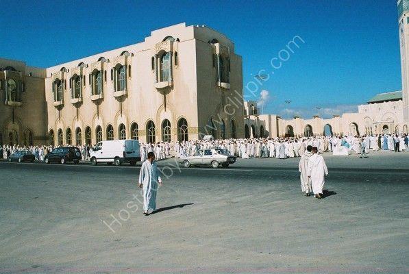 Moroccans going from Hassan II Mosque, Casablanca